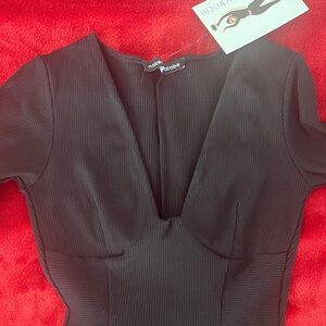 Naked Wardrobe Black Ribbed Jumpsuit